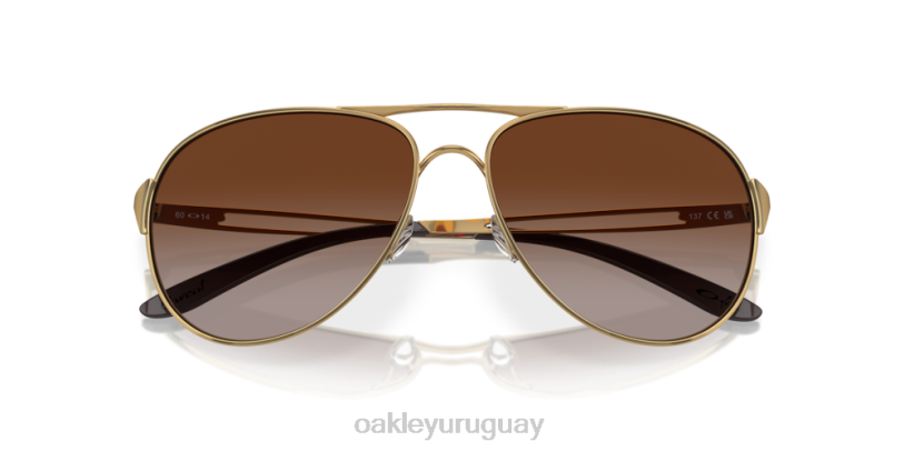 Oakley advertencia XT4H509 gafas lentes degradadas de color marrón oscuro, montura dorada pulida