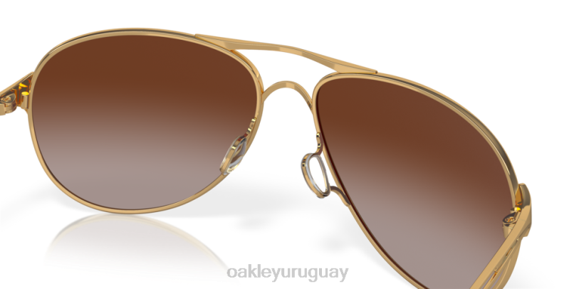 Oakley advertencia XT4H509 gafas lentes degradadas de color marrón oscuro, montura dorada pulida