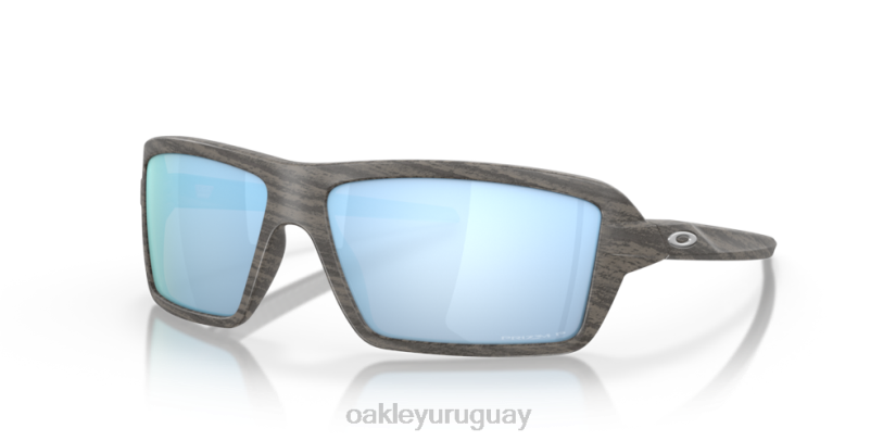 Oakley cables XT4H670 gafas Lentes polarizadas Prizm Deep Water, montura de madera veteada.