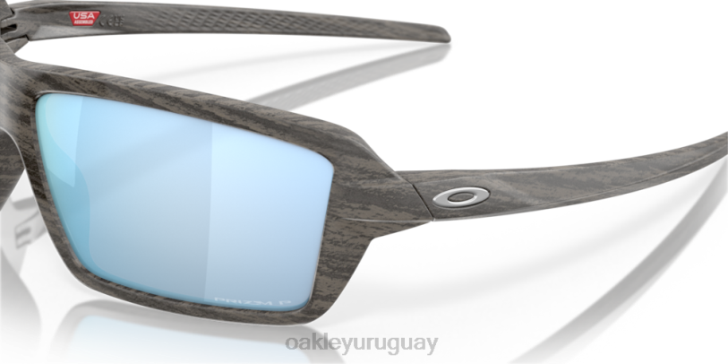 Oakley cables XT4H670 gafas Lentes polarizadas Prizm Deep Water, montura de madera veteada.