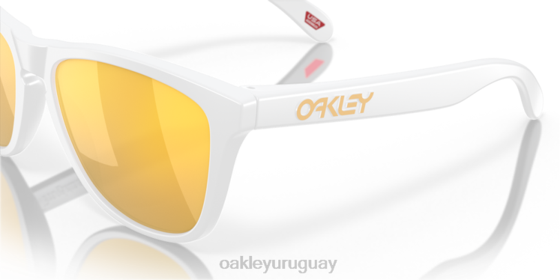 Oakley pieles de rana (ajuste de puente bajo) XT4H822 gafas Lentes polarizadas prizm 24k, montura blanca mate.