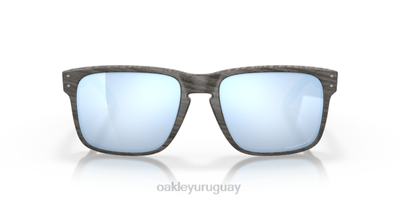 Oakley colección de vetas de madera holbrook XT4H66 gafas Lentes polarizadas Prizm Deep Water, montura de madera veteada.