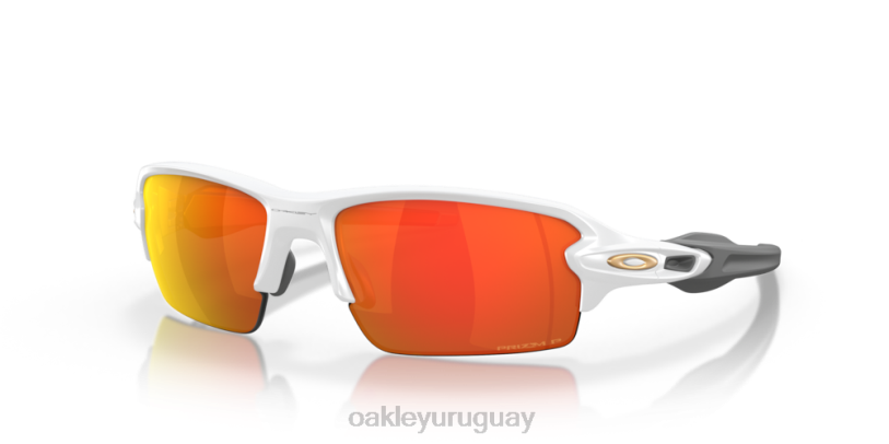 Oakley flak 2.0 (ajuste de puente bajo) XT4H874 gafas Lentes prizm ruby ​​polarizadas, montura blanco mate.