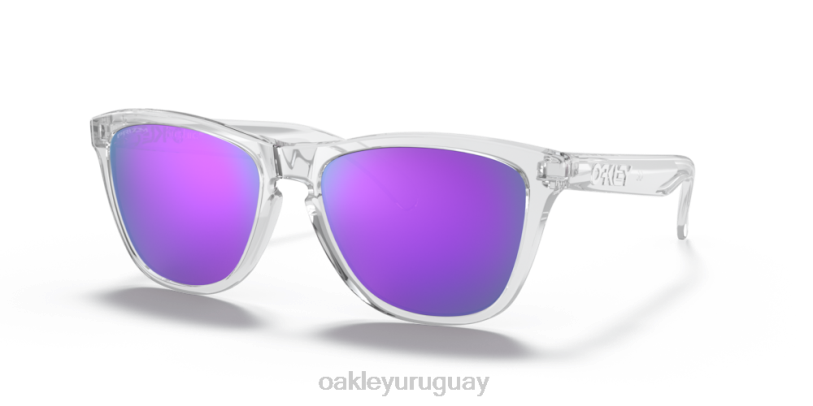 Oakley pieles de rana (ajuste de puente bajo) XT4H816 gafas lentes prizm violeta, montura transparente pulida