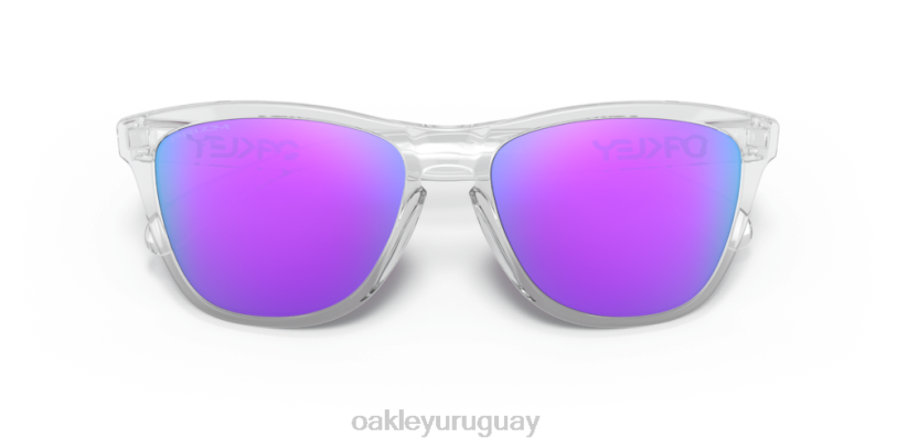 Oakley pieles de rana (ajuste de puente bajo) XT4H816 gafas lentes prizm violeta, montura transparente pulida