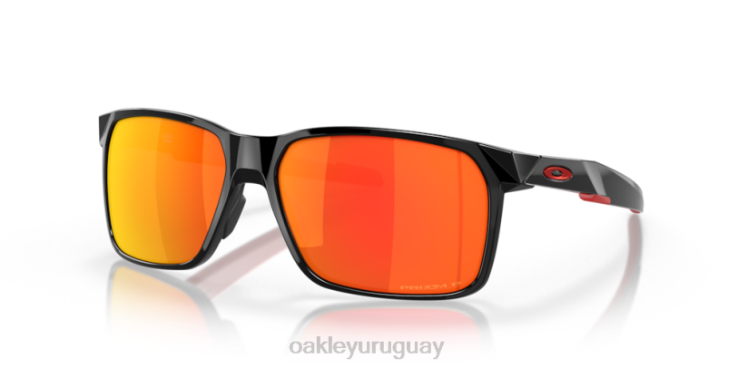 Oakley portal x XT4H338 gafas Lentes polarizadas Prizm Ruby, montura negra pulida.