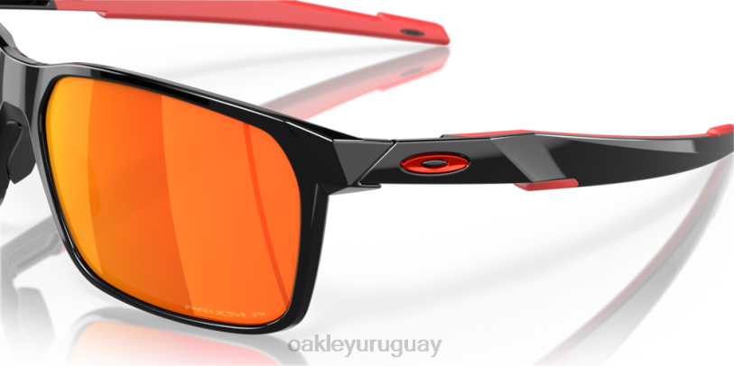 Oakley portal x XT4H338 gafas Lentes polarizadas Prizm Ruby, montura negra pulida.