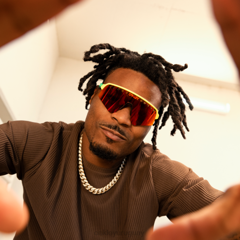 Oakley barrido sutro lite (ventilado) XT4H233 gafas Lentes prizm ruby, montura amarilla pelota de tenis