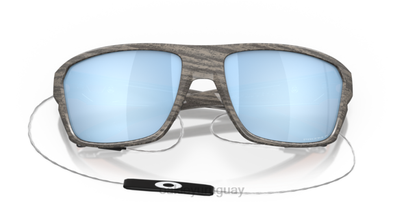 Oakley colección de vetas de madera de tiro dividido XT4H300 gafas Lentes polarizadas Prizm Deep Water, montura de madera veteada.