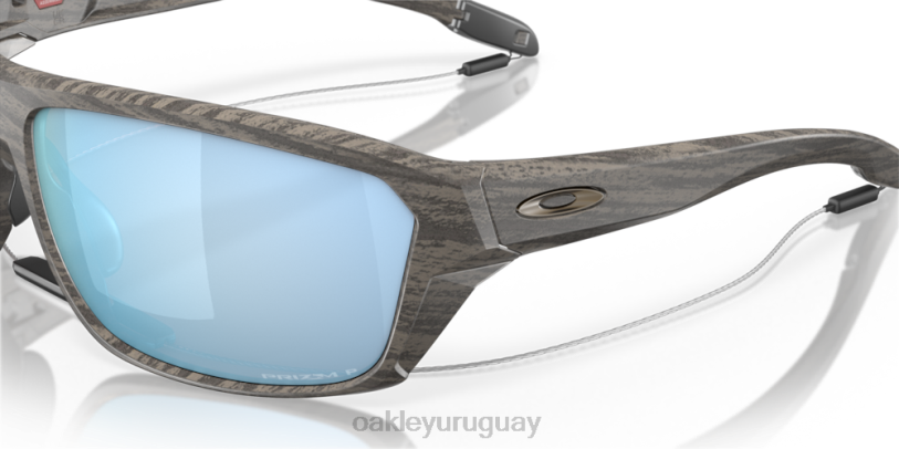 Oakley colección de vetas de madera de tiro dividido XT4H300 gafas Lentes polarizadas Prizm Deep Water, montura de madera veteada.