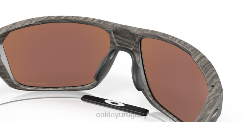 Oakley colección de vetas de madera de tiro dividido XT4H300 gafas Lentes polarizadas Prizm Deep Water, montura de madera veteada.