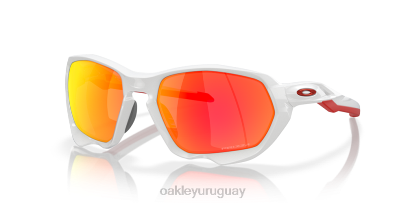 Oakley plazma (ajuste de puente bajo) XT4H588 gafas Lentes Prizm Ruby, montura blanca pulida.