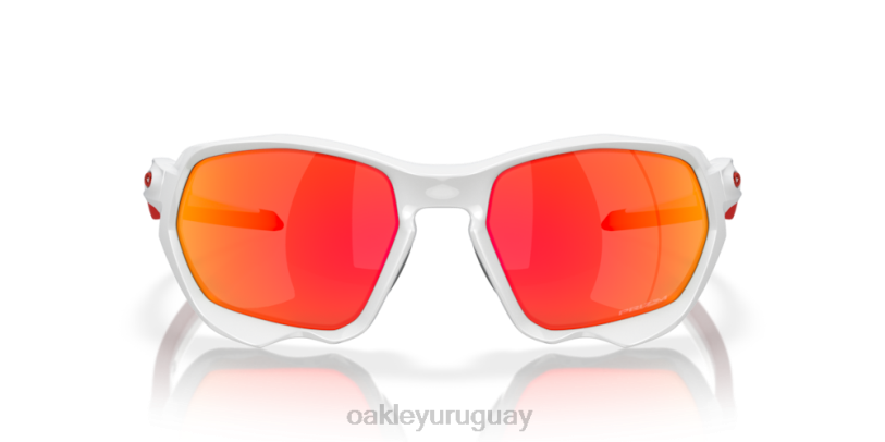 Oakley plazma (ajuste de puente bajo) XT4H588 gafas Lentes Prizm Ruby, montura blanca pulida.