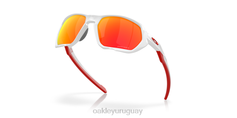 Oakley plazma (ajuste de puente bajo) XT4H588 gafas Lentes Prizm Ruby, montura blanca pulida.