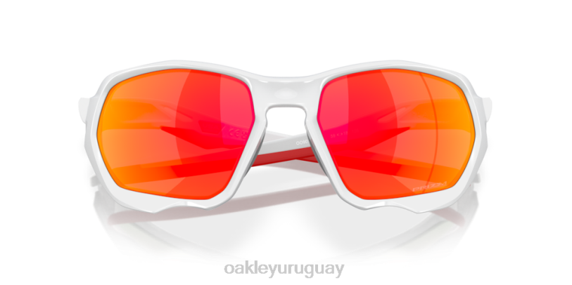 Oakley plazma (ajuste de puente bajo) XT4H588 gafas Lentes Prizm Ruby, montura blanca pulida.
