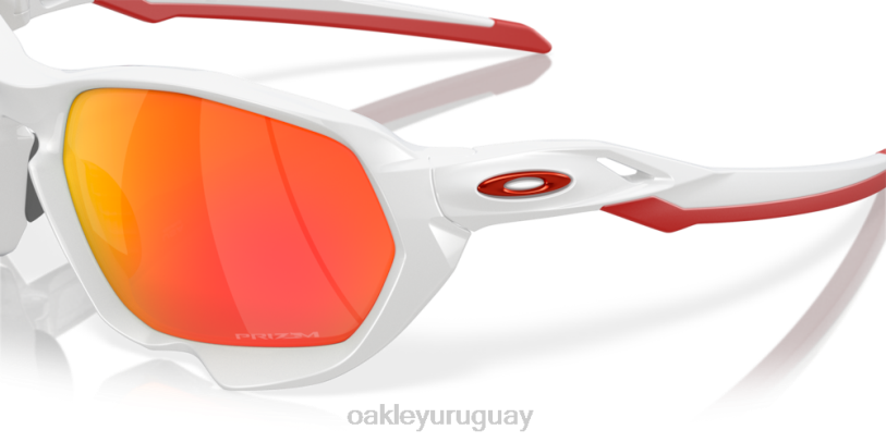 Oakley plazma (ajuste de puente bajo) XT4H588 gafas Lentes Prizm Ruby, montura blanca pulida.