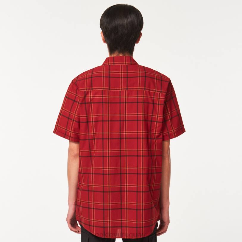 Oakley botón pacífico abajo ss XT4H2536 ropa cheque rojo hierro