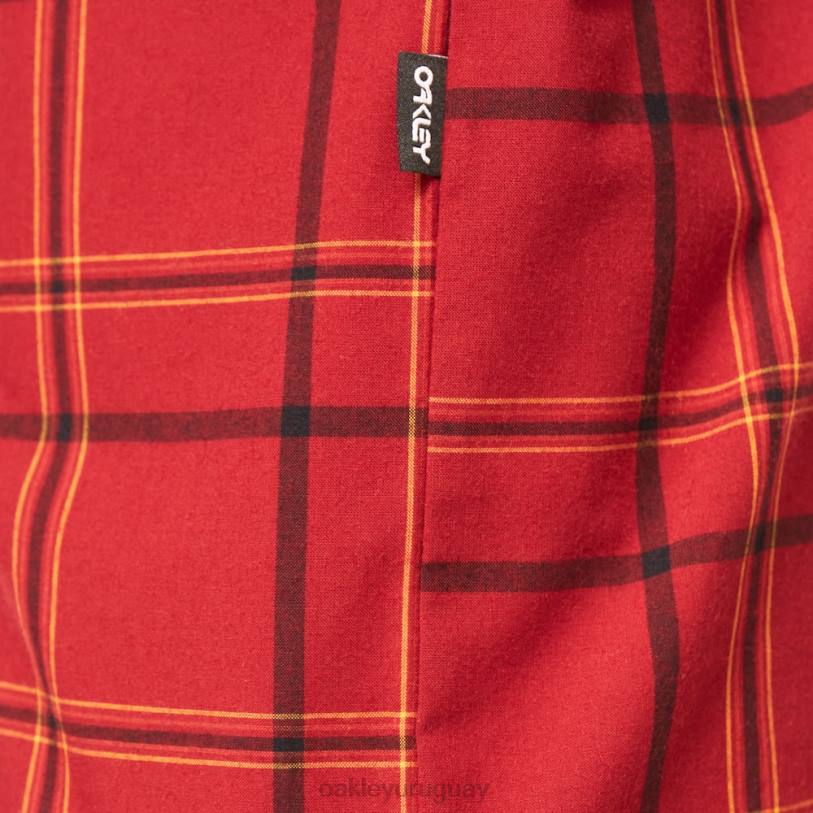 Oakley botón pacífico abajo ss XT4H2536 ropa cheque rojo hierro
