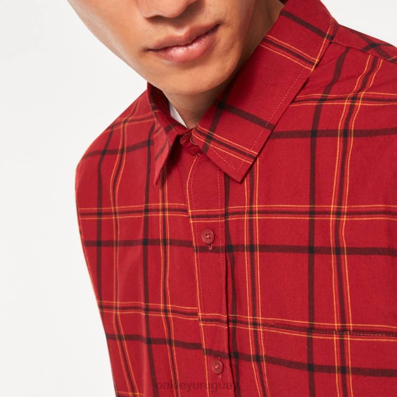 Oakley botón pacífico abajo ss XT4H2536 ropa cheque rojo hierro