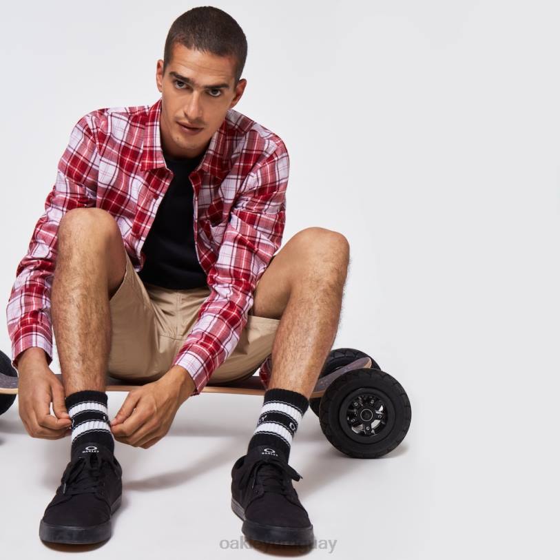 Oakley esencial plus lt franela ls XT4H2414 ropa cheque rojo intenso