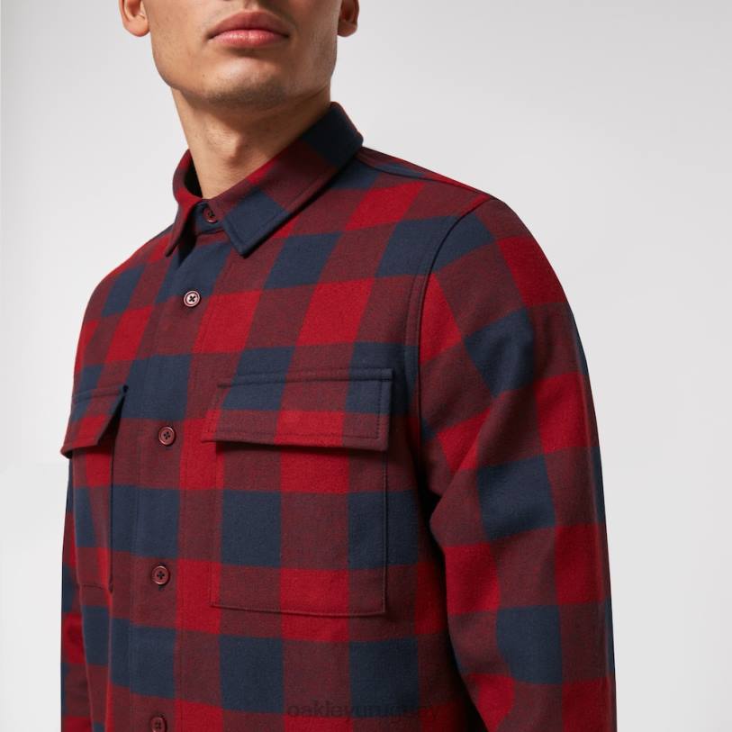 Oakley oso de franela acogedora XT4H2465 ropa cheque rojo de braza/hierro