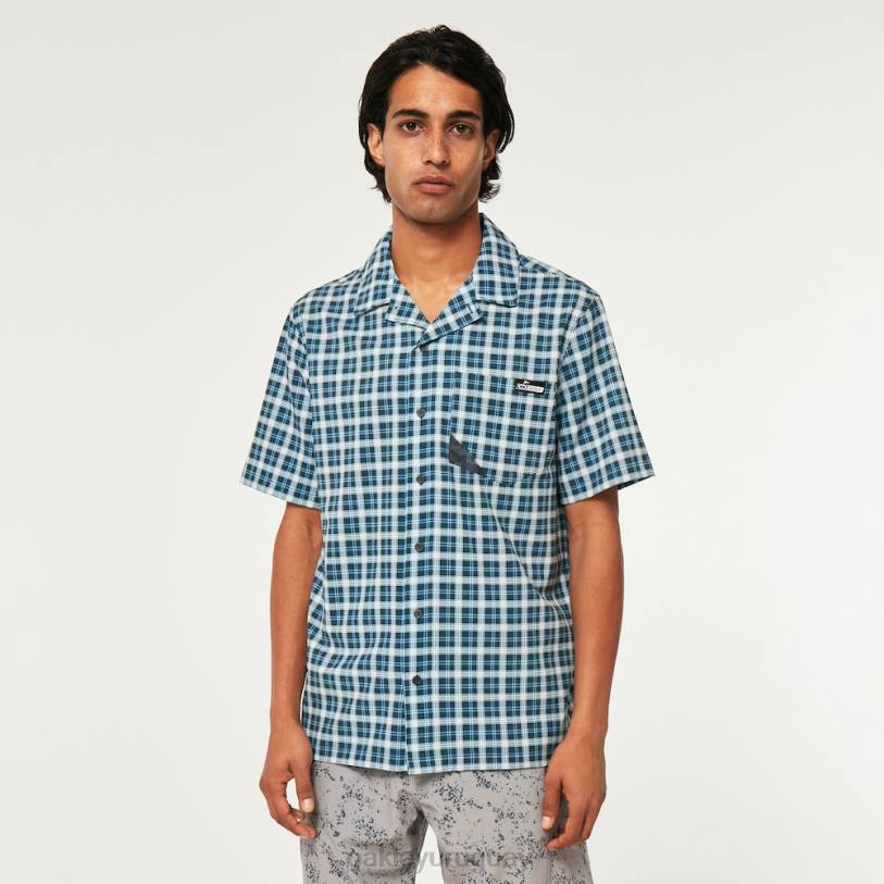 Oakley reducción de camisa de sol XT4H2284 ropa comprobar lavado a la piedra