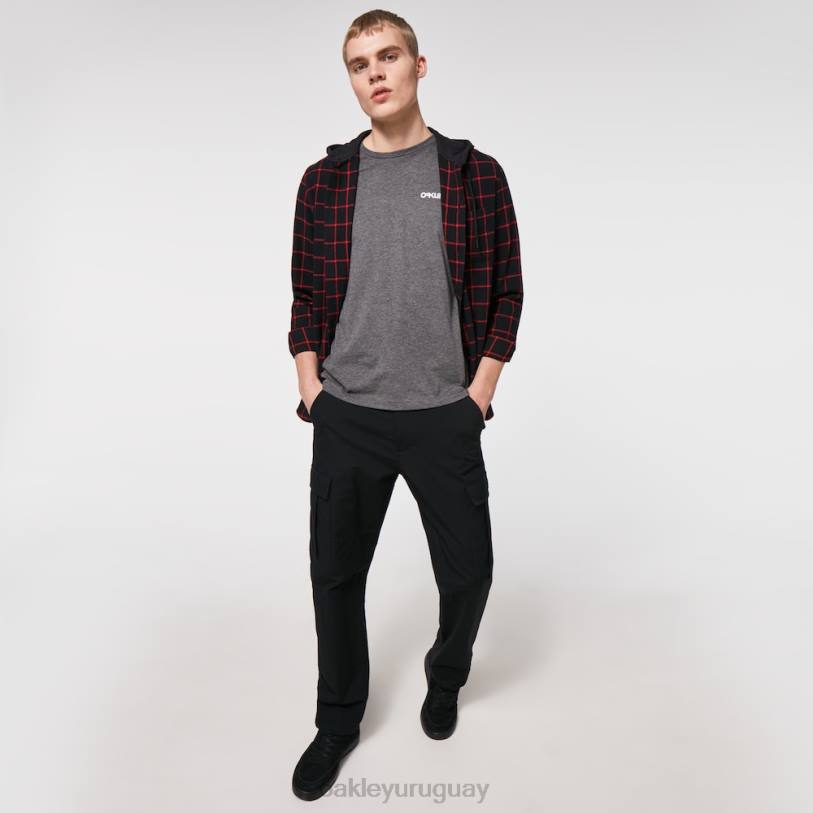 Oakley botones con capucha hacia abajo XT4H2468 ropa cuadros negro/rojo