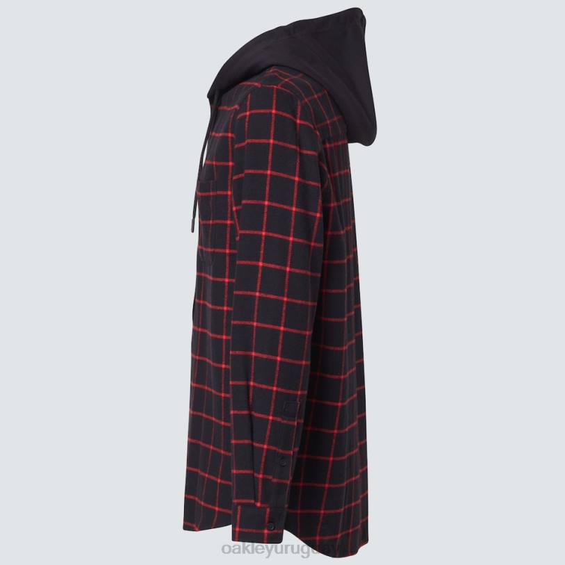 Oakley botones con capucha hacia abajo XT4H2468 ropa cuadros negro/rojo