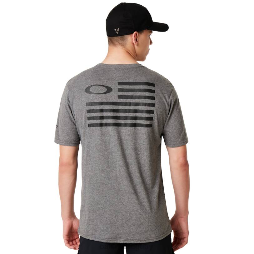 Oakley camiseta con bandera si XT4H2398 ropa gris jaspeado atlético