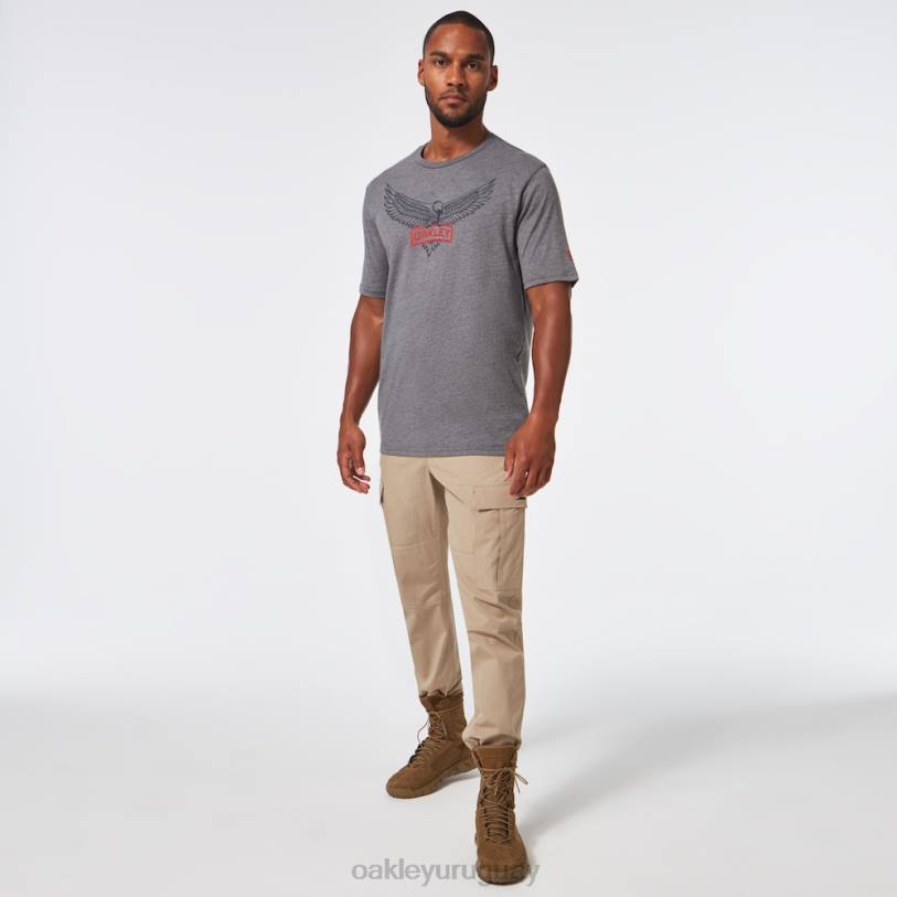 Oakley camiseta con pestaña si eagle XT4H2483 ropa gris jaspeado atlético