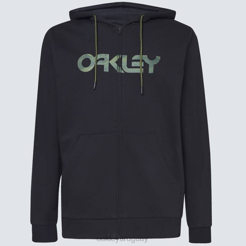 Oakley sudadera con capucha y cierre completo de peluche XT4H2506 ropa negro/camuflaje central