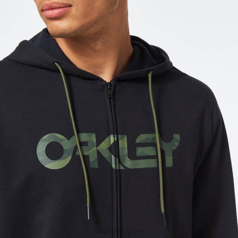 Oakley sudadera con capucha y cierre completo de peluche XT4H2506 ropa negro/camuflaje central