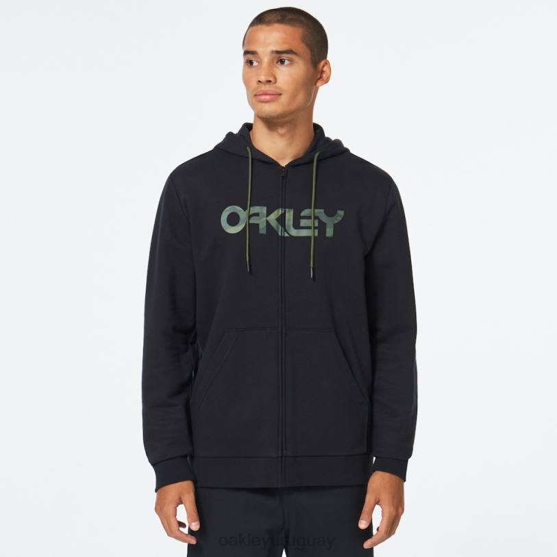 Oakley sudadera con capucha y cierre completo de peluche XT4H2506 ropa negro/camuflaje central