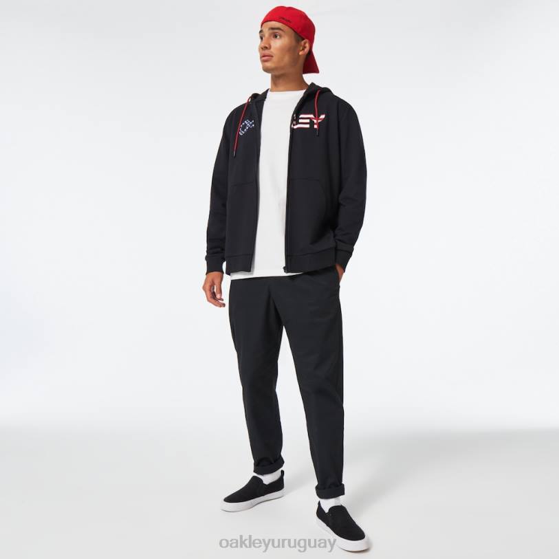 Oakley sudadera con capucha y cierre completo de peluche XT4H2507 ropa bandera negra/americana