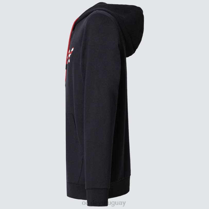 Oakley sudadera con capucha y cierre completo de peluche XT4H2507 ropa bandera negra/americana